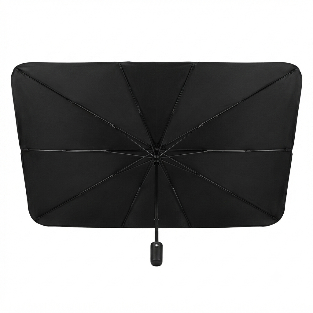 Parasol plegable para parabrisas visto desde el estudio